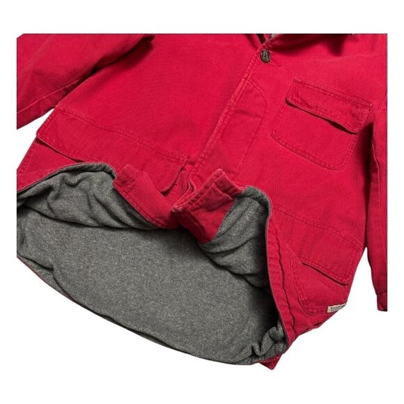 VINTAGE ABERCROMBIE & FITCH Red Cotton Lined Chore Coat Jacket Mens Small - Picture 4 of 5
